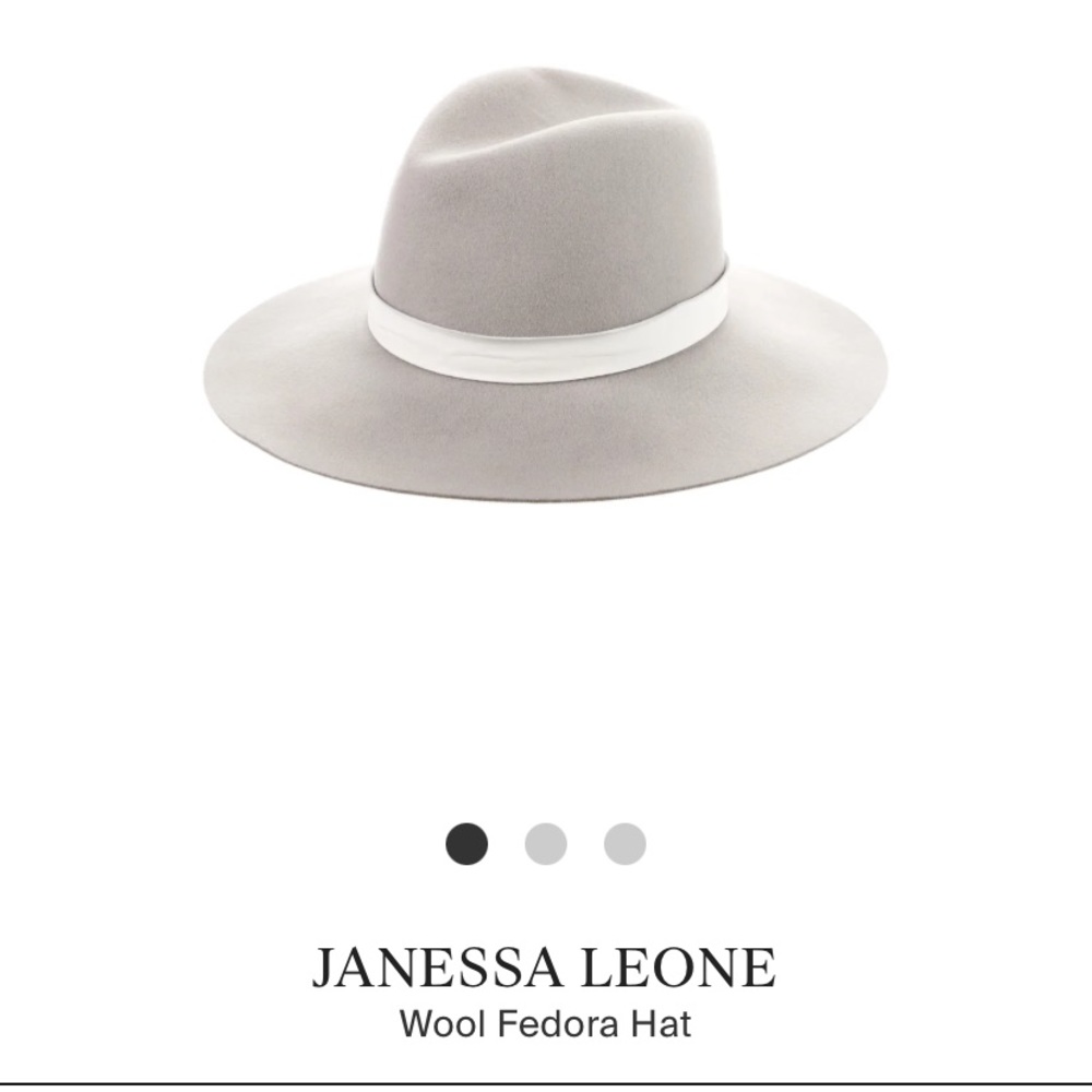 Janessa Leone Wool Fedora Hat Grey Large